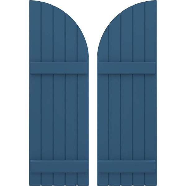 Ekena Millwork Americraft 5-Board (2 Batten) Wood Joined Board-n-Batten Shutters w/ Arch Top, ARW101BQ518X77HBH, PR ARW101BQ518X77HBH - main